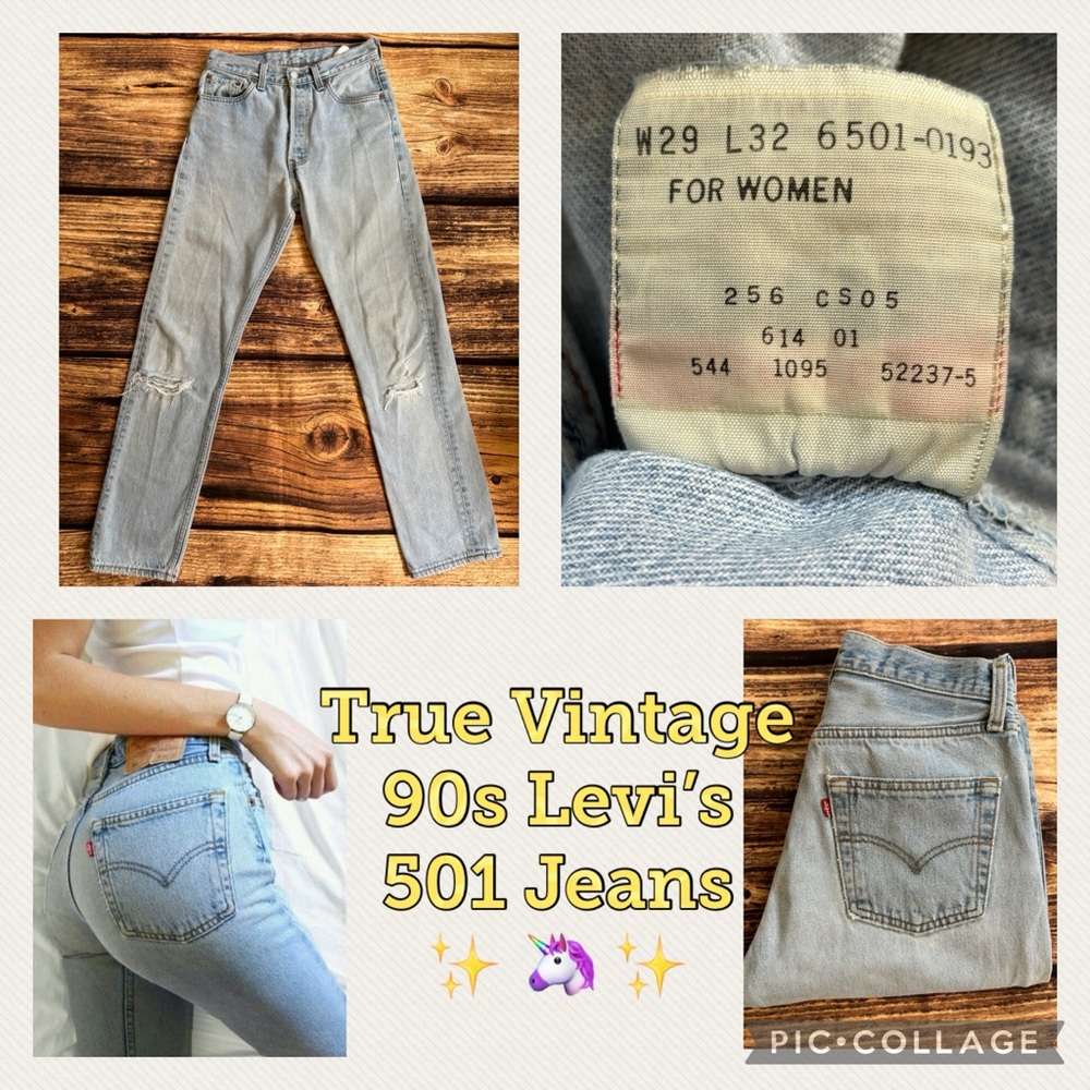 🦄 Levi’s 90s RARE Real Vintage Light 501 High Rise Light Wash Denim Jeans 27 0-2